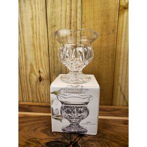 New Castle Collection Crystal Footed Bowl 24% Leaded Glass Floral Design 5.5" Ta
